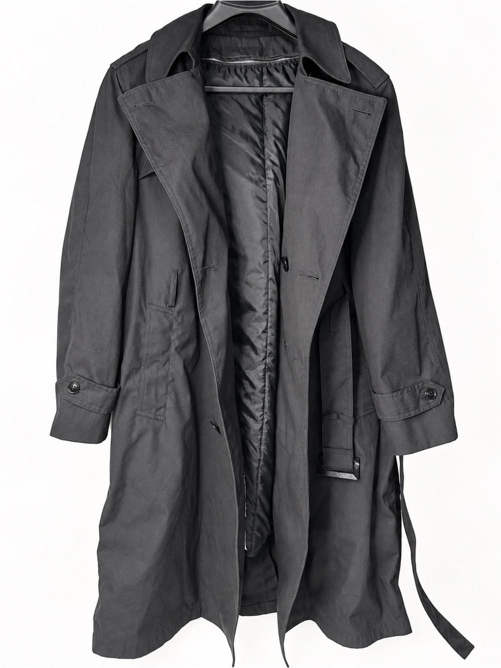 DSCP Garrison Collection Men’s 44S Black Military All Weather Trench Coat